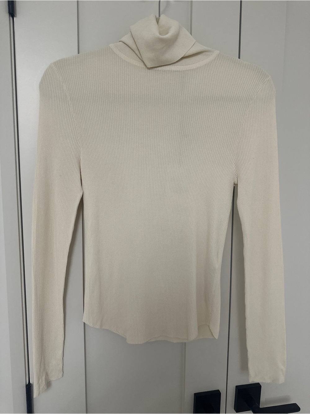 Zara Cream Ribbed Turtleneck Sweater